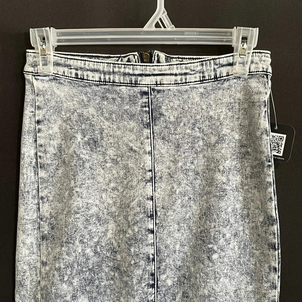 Vintage Iris Jeans Pencil Skirt Womens S Blue Good Acid Wash High Waist Midi